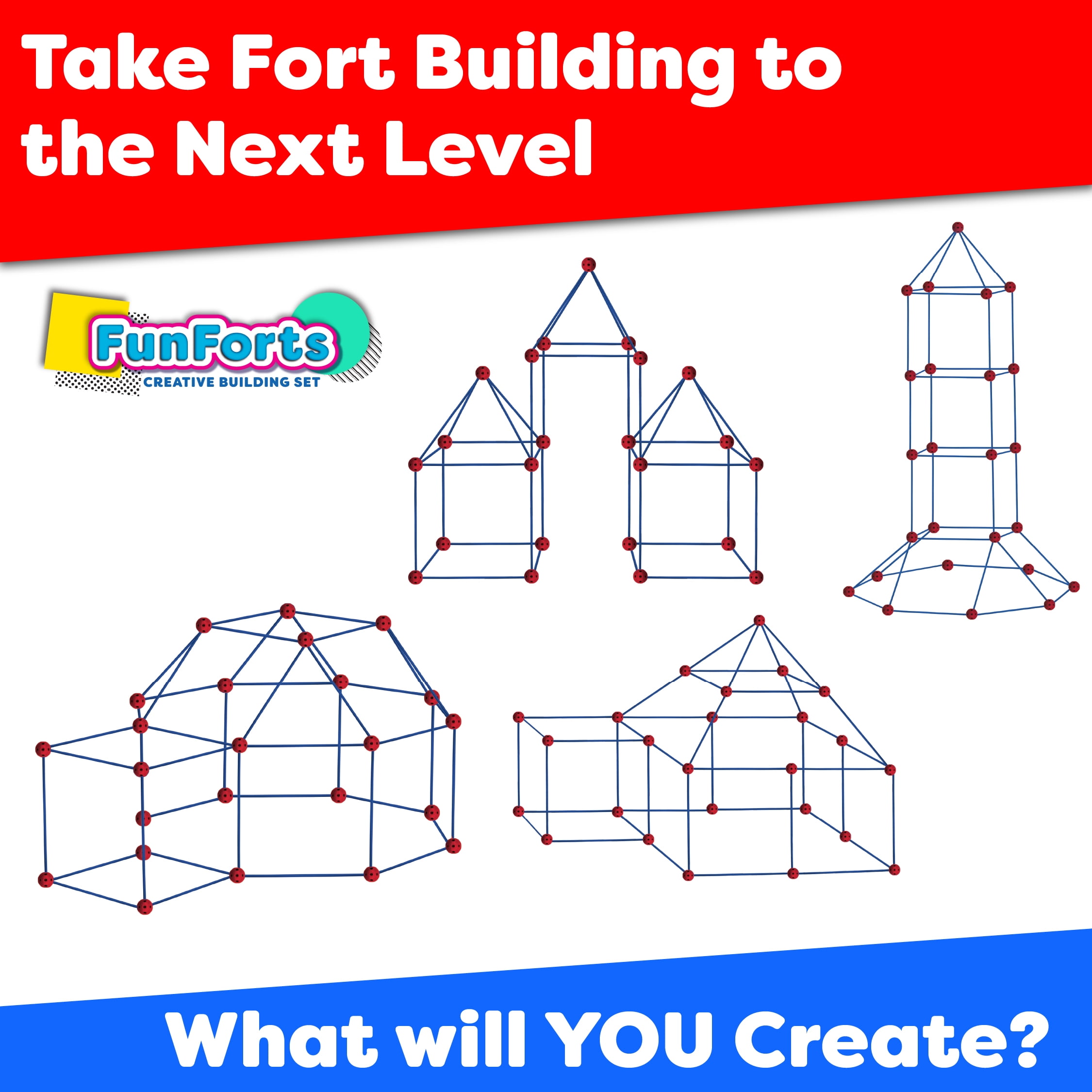 Stem Fort Building Kit for Kids 81 Pcs Fun Forts Toys Creative Tent Structures for sale online 