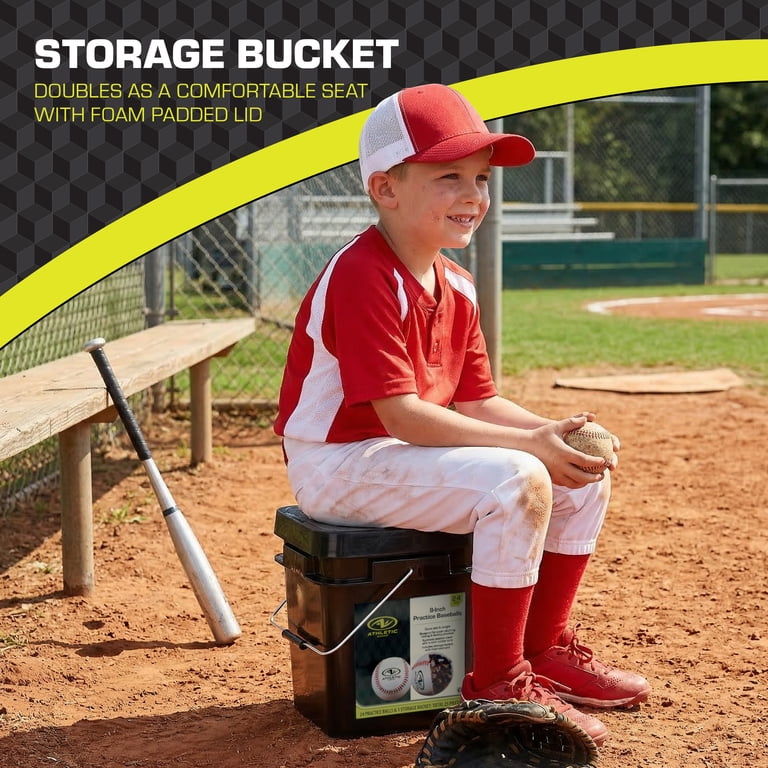 Free Shipping! Athletic Works 9-Inch Leather Baseball with Bucket