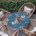 thumbnail image 3 of Winter Snowflakes Floral Fitted Round Tablecloths Elastic Edged Table Covers 45"-54",Waterproof Table Cloth for Kitchen Holiday Party Tables Decor, 3 of 9