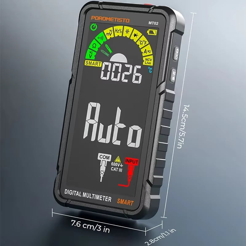 Smart Digital Tester Multimeter, Auto-Ranging, Ture RMS, 6000 Counts, Non-Contact Voltage Detection, Voltmeter Rechargeable Meter, Measures AC/ DC Current, Voltage, Ohm, Resistance, Electrical Detect
