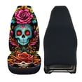 thumbnail image 6 of FOR U DESIGNS Sugar Skull Rose Pattern Car Seat Cover Auto Cushion Cover Car Interior Decoration Bucket Seat Cover, Vehicle/Suv/Truck Seat Cover Universal Fit, Pack of 2, 6 of 7