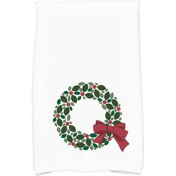 Holiday Essence Holly Wreath Floral Print Kitchen Towel