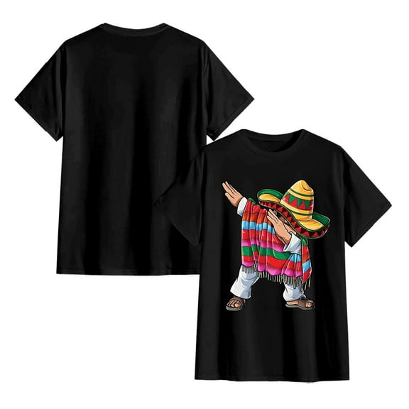 Mexican Boy Dabbing Poncho Cinco de Mayo T-Shirt Graphic Unisex Art Tee, Gift for Him