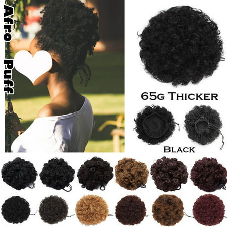 S-noilite Afro Bun Extension Puff Ponytail Chignon Hairpiece With Drawstring Afro Kinky Curly Wrap Messy Updo Synthetic For Black Women Dark (Best Kinky Curly Extensions)