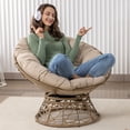 thumbnail image 3 of ZAFLY Wicker Papasan Chair, 360° Swivel Leisure Chair, Comfy Accent Chair - Beige, 3 of 11
