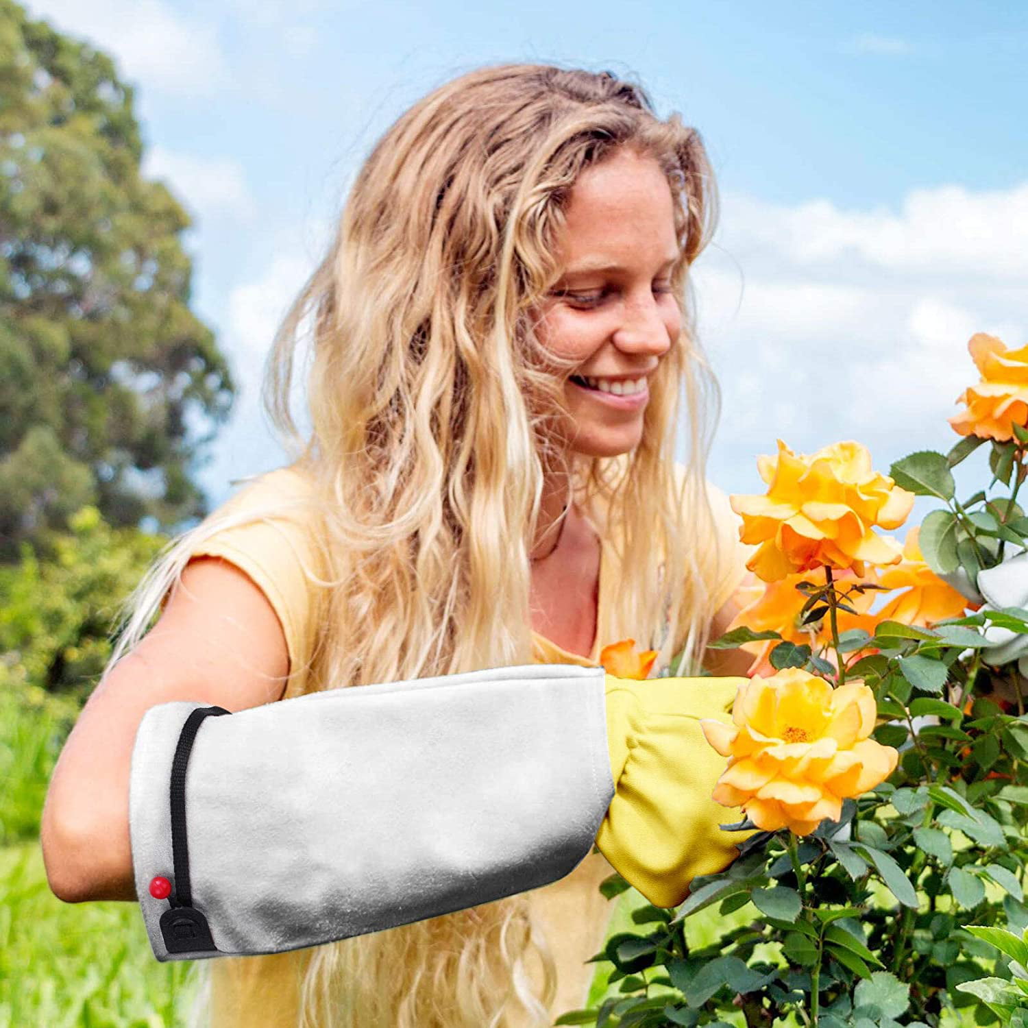 Rose Pruning Thorn Proof Goatskin Gloves With Long Cow Leather Gauntlet Gardening Gloves For Women and Men M 