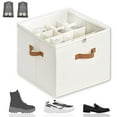 thumbnail image 2 of Fabric Shoe Organizer Storage with 16 Adjustable Dividers Clear Cover Foldable Design Sturdy Handles for Home Closet Entryway, 2 of 9