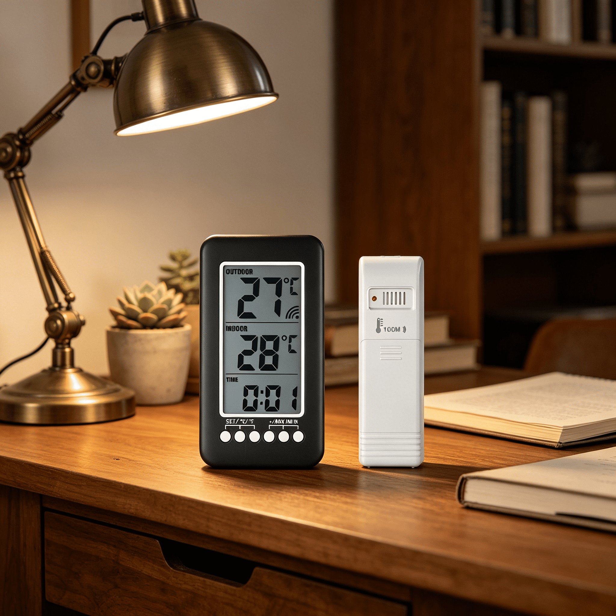 GJX 2026 New Digital Wireless Indoor Outdoor Thermometer with Portable Transmitter Indoor Outdoor Thermometer Wireless for Home Office Greenhouse Patio Garden