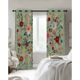 thumbnail image 4 of Sage Green Floral Blackout Curtains for Bedroom Living Room Darkening Curtains 63 Inches Long Spring Flowers Leaves Farmhouse Window Curtain 2 Panels Set Window Treatment Grommet Drapes 42"x63", 4 of 9