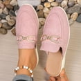 thumbnail image 2 of Pink Women'S Open-Toe Mules Slip On Loafers With Metal Accents Flat Shoes For Casual Comfortable Suitable For Indoor And Outdoor Wear Size 41, 2 of 9