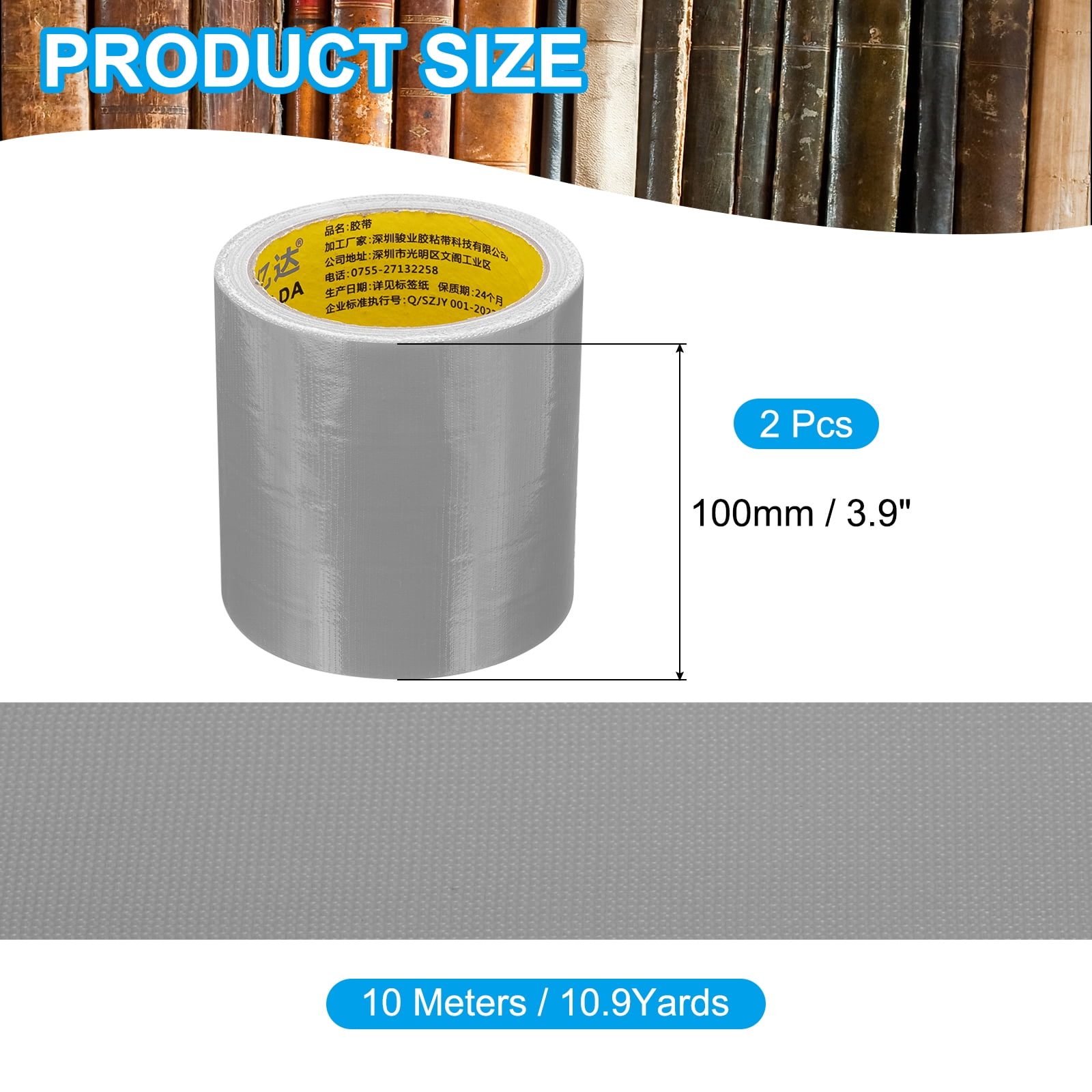 Uxcell 3.9"x0.01" Bookbinding Tape 2 Roll 11 Yard Cloth Bookbinding Repair Tape Book Binding Tape Self Adhesive Silver