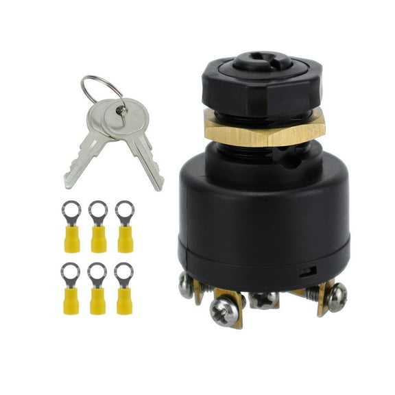 Boats Ignition Switches,6 Screw 3 Positon Ignition Starter Switches with 2 Key for Inboards Outboards Powered Boats