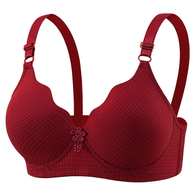 LOVZFMLL Bras for Women Woman's Comfortable Lace Breathable Bra Underwear No Rims Wine L