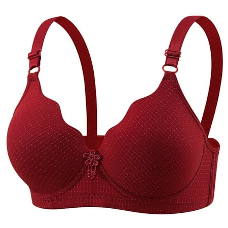 Fznquz Full Coverage Plus Size Bras for Women Push Up Breathable Soft No Underwire Red Everyday Bra