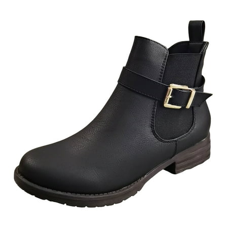 

Jungdeepe Ladies Casual Solid Color Suede Splicing Square Buckle Large Size Side Newest Boots Women Womens Leather Booties And Boots City Shorts Women Boots for Women under 15 Boot Womens 8