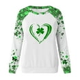 thumbnail image 4 of Funny St Patricks Day Shirt Women Four Leaf Clover Heart Print Shirts Crewneck Long Sleeve Pullover Green Party Tops St Patricks Sweatshirt, 4 of 5