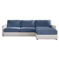 thumbnail image 4 of SureFit Cedar Stretch Textured Sectional Slipcover, Extra Long Couch Cushion, Single 80" x 48", Indigo, 4 of 6