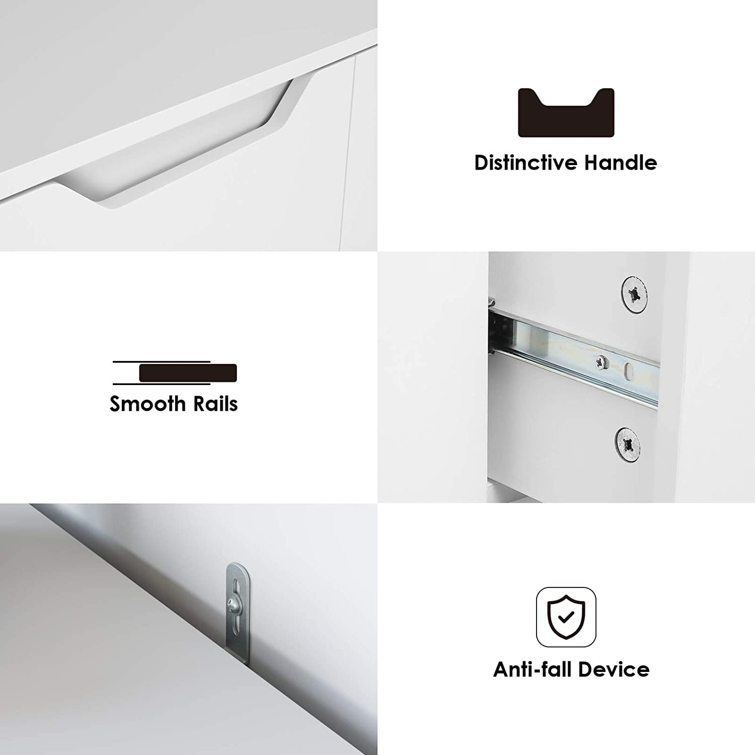 Homfa 4 Large Drawers Dresser, Modern Wood Chest of Drawers for Bedroom Hallway Living Room, White