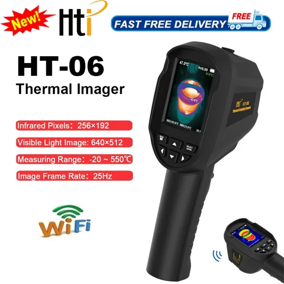Hti HT-06 NEW Infrared Thermal Camera 256*192 Pixels WIFI Transmission Handheld Thermal Imager -20~550°C for Industrial