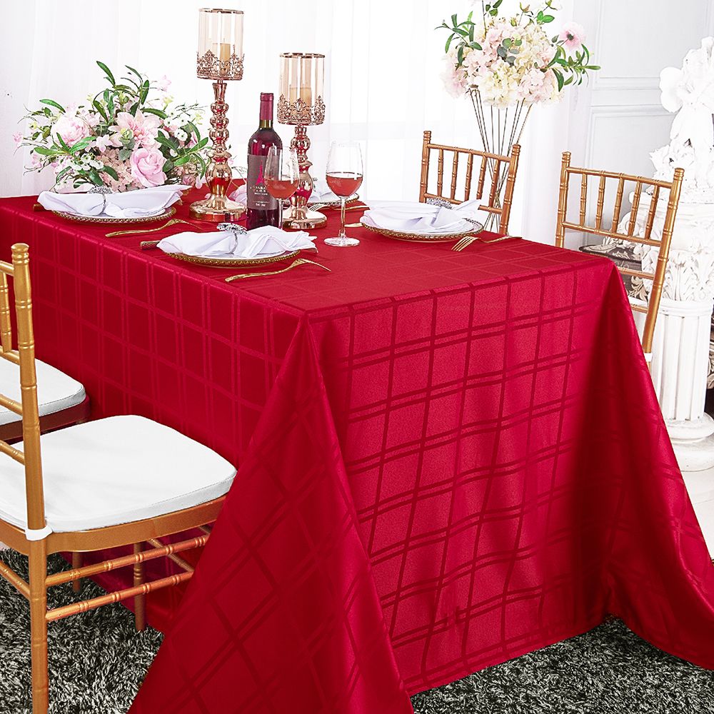 Wedding Linens Inc. 90"x156" Plaid Checkered Pattern Design Polyester