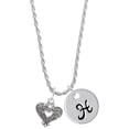 thumbnail image 1 of Delight Jewelry Antiqued Reptile Print Open Heart Silvertone Script Initial Disc - H - Charm Necklace, 20"+3", 1 of 4