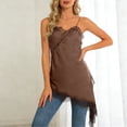 thumbnail image 2 of COMVALUE Women Silk Lace Trim Cami Tops 2026 Y2k Spaghetti Strap Silky Slip Asymmetrical Dress Backless Going Out Camisole (M, Coffee), 2 of 4