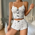 thumbnail image 2 of UDAUDU Women Pajamas Set 2 Piece Cute Heart Print Cami Top and Shorts Lounge Sets Nightwear Outfits L, 2 of 8