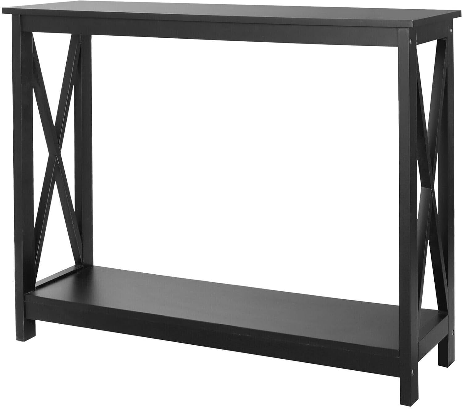 Console Table 2-Tier with Storage Shelf,X-Design Bookshelf Narrow Accent Table for Entryway Hallway Living Room Sofa Side Table,Black