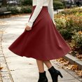 thumbnail image 6 of Lmueinov Plus Size Skirts for Women Casual Elastic High Waist Midi Skirt with Pockets Solid Color Flowy Work Office Fall Winter Skirts S-3XL, 6 of 7