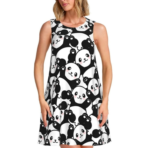 Spring Summer Dresses for Women 2025 - Cute Panda K Swimsuit Coverup Sundresses for Women, Beach Vacation Clothes for Women, Hawaiian Tshirt Dresses for Women