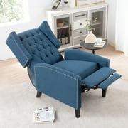 27.16" Wide Manual Recliner Chair with Wingback Design, Comfortable Upholstered Lounge Armchair for Living Room, Bedroom, or Reading Corner, Classic Style Accent Chair, Blue