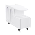 thumbnail image 3 of AENKYO Mobile End Table with lockable wheels, Cream Style Side Table with Storage Drawer, 11.8inch Narrow Nightstand with Multi-layer Storage for Living Room,White, 3 of 11