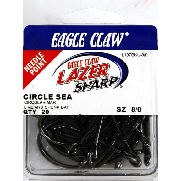 Lazer Sharp L197BKU3-8/0 Circle Hook, Black, Size 8/0, 20 Pack