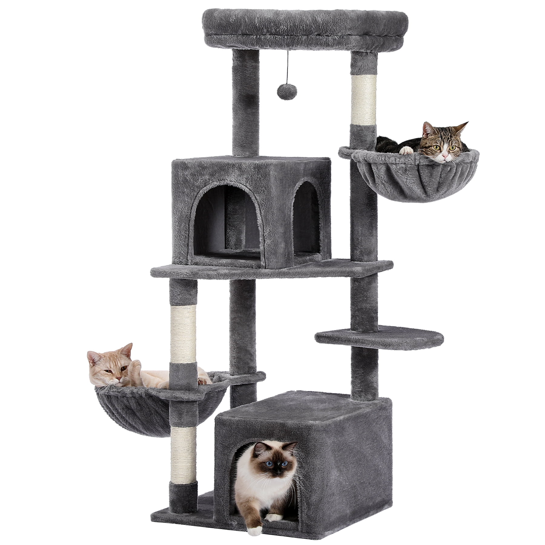 Carpet Scratching Post for Small and Large Cats PAWZ Road Cat Tower with Spacious Bed 