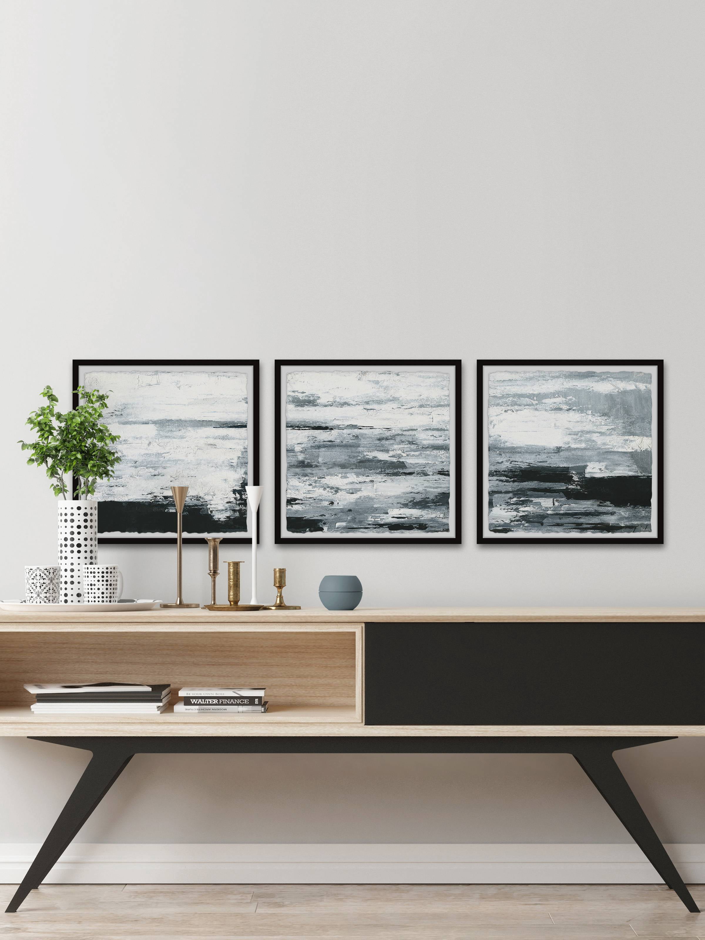 Black and White Smudges Triptych