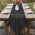 thumbnail image 6 of Black Striped Table Runner Linen Burlap Table Runner 70 Inches Long Farmhouse Stripes Geometric Abstract Dresser Scarves for Kitchen Island Coffee Dining Room Party Wedding Holiday Decor 13"x70", 6 of 8