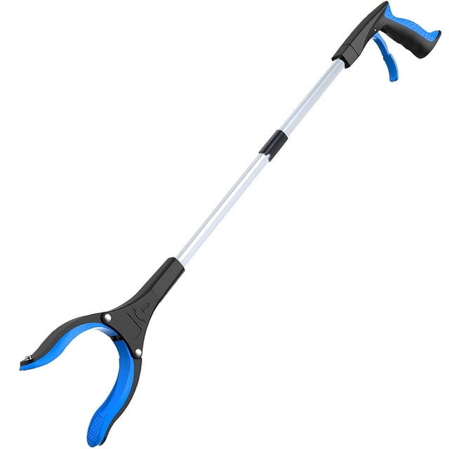 Pinza plegable Grabber Reacher Tool de 32 cm, azul, para personas mayores
