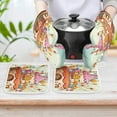 thumbnail image 6 of Cartoon Birthday Cake Oven Mitts And Pot Holders Sets of 4 Oven Gloves Set Potholders for Kitchen Cooking Baking Grilling Anti Scald Hot Pads And Heat Resistant, 6 of 6