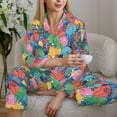 thumbnail image 6 of Hirioo Starfish And Algae for Women's Pajama Sets 2 Piece Pjs Women's Long-Sleeved Pajama Set Button Down Sleepwear,S-XXL-Medium, 6 of 7