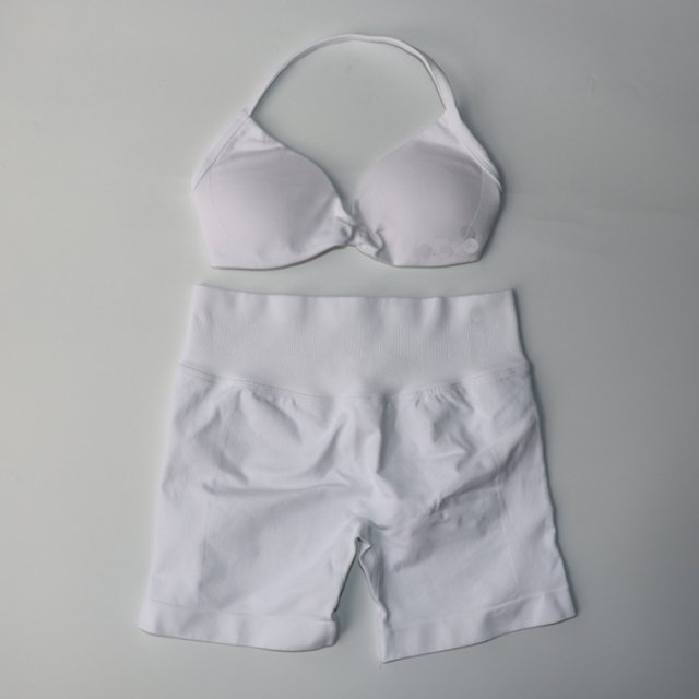 Conjunto de gimnasio de impacto de 2 piezas para mujer, sujetador de Yoga con tiras, Top de entrenamiento, pantalones cortos, traje deportivo, ropa de Fitness, conjunto de Yoga sin costuras