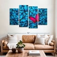 thumbnail image 2 of Elephant Stock Lone Red Butterfly Wall Art - Horizontal Multi Panel Canvas - Living Room Wall Decor - Animal Multi Panel - Blue And Pink Decor - 68" x 42", 2 of 4