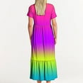 thumbnail image 4 of Penkiiy Women's Summer Casual Short Sleeve Crewneck Gradient Print Swing Dress Flowy Tiered Maxi Beach Dress with Pockets S Multicolor, 4 of 7