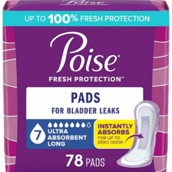 Poise Protection Pads for leaks 7 Drop Ultra absorbency 78 Count