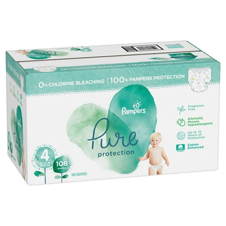 Item By Pampers Pure Protection Diapers 12 hours of leak protection. size: 4 -108 ct. (22-37 (Best Diapers For Leak Protection)