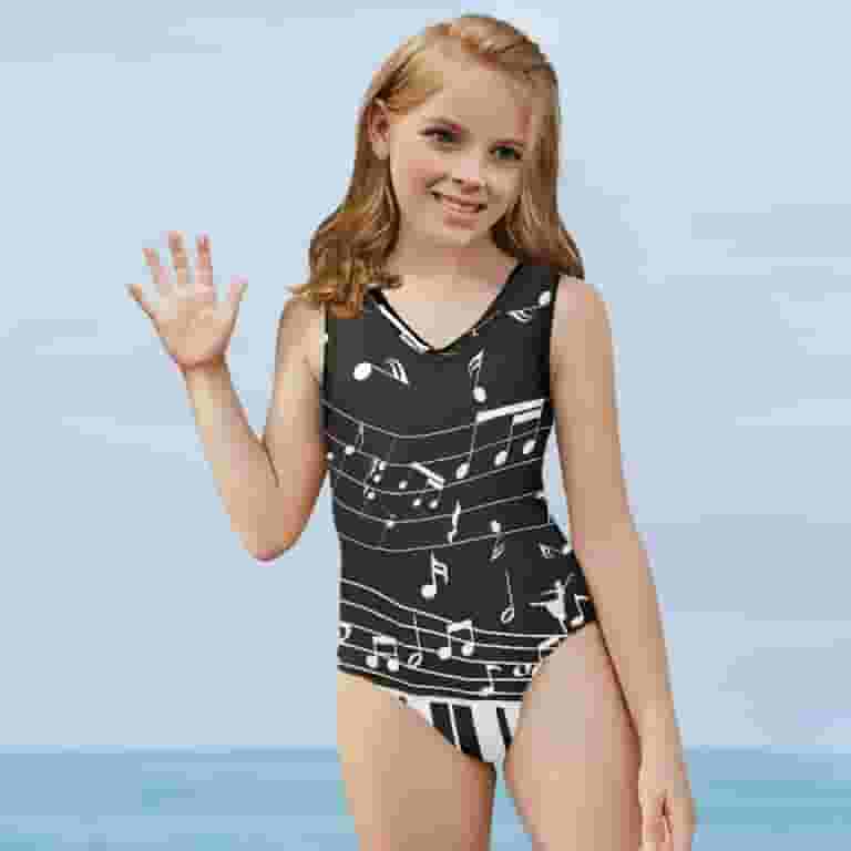 YELLOW ONE-PIECE BATHING SUIT WITH A BUTTERFLY ILLUSTRATION, BABY YELLOW ONE-PIECE BATHING SUIT WITH A BUTTERFLY ILLUSTRATION, BABY