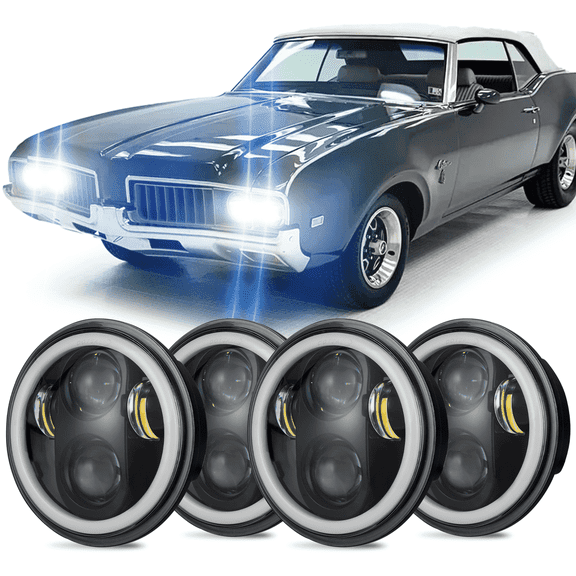 4x 5.75" Round LED Headlights for Oldsmobile Cutlass 1962-1973 High Low Beam Sealed Headlamp Assembly