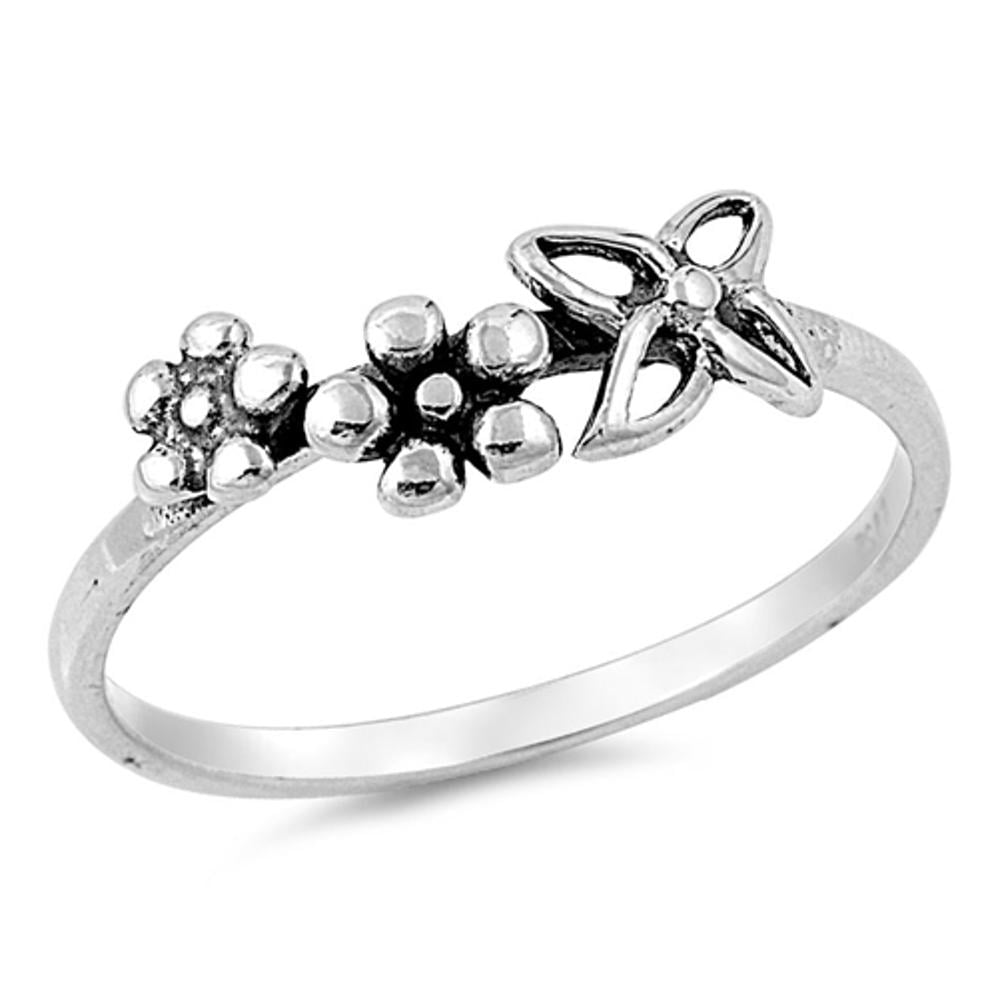 Plumeria Flower Ring .925 Sterling Silver Band Jewelry Female Male