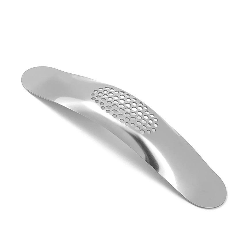 Stainless steel curved manual garlic mincer | Ergonomic design | Boat-shaped grinder | Ideal tool for grinding and mincing garlic