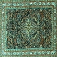 thumbnail image 1 of Ahgly Company Machine Washable Indoor Square Persian Turquoise Blue Traditional Area Rugs, 7' Square, 1 of 4