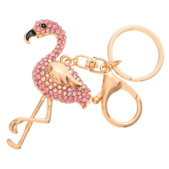 LULULION bling bag charm Flamingo Keychain Rhinestone 1Pcs